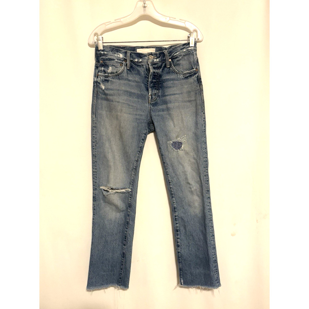 Mother Superior Jeans 25 Womens Blue Ankle Distressed